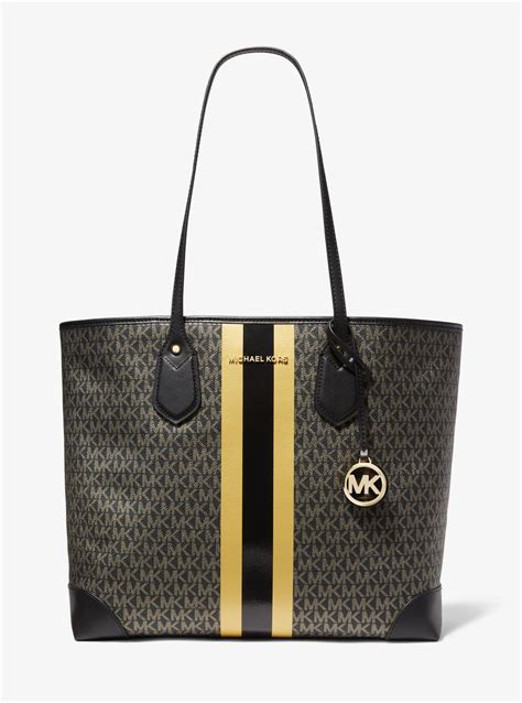 center stripe michael kors|Eva Large Signature Logo Stripe Tote Bag .